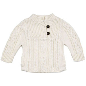 Egg Baby Ivory Cable Knit Pull-Over Infant Sweater